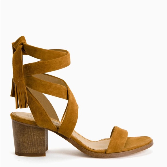 Splendid Suede Wraparound Heels with Block Heel - Picture 3 of 4